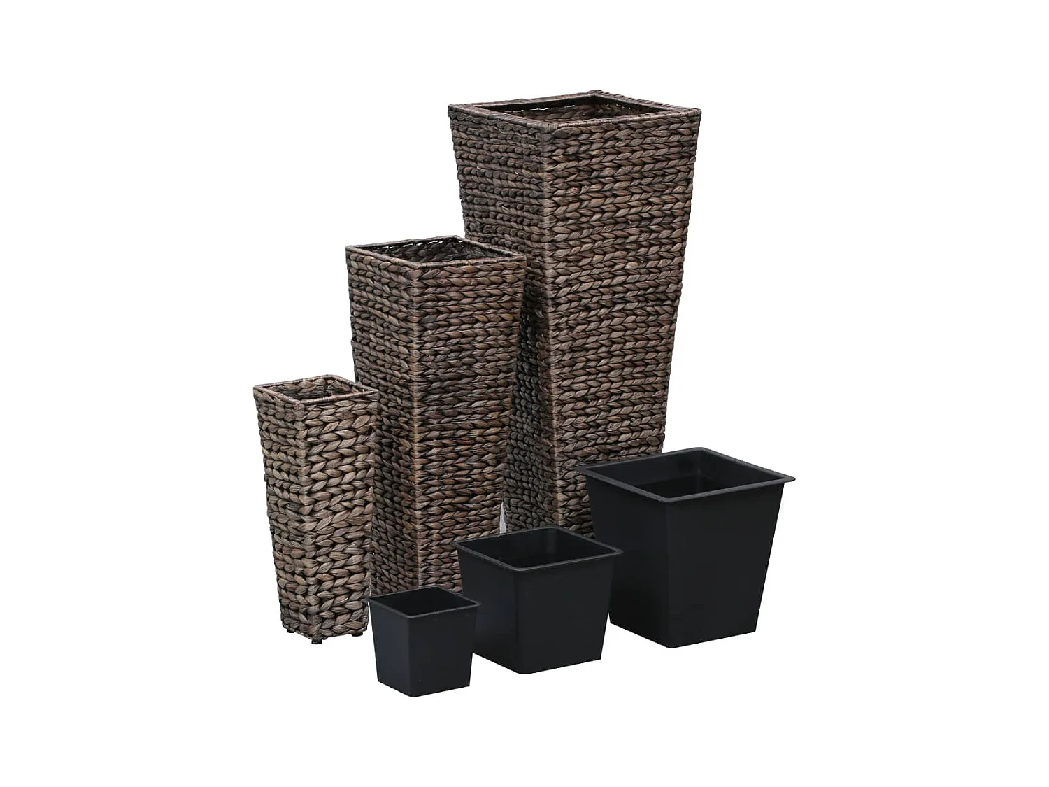 Fioriera rialzata piante fiori giardino 3 pezzi giacinto d'acqua marrone scuro 02_0001342