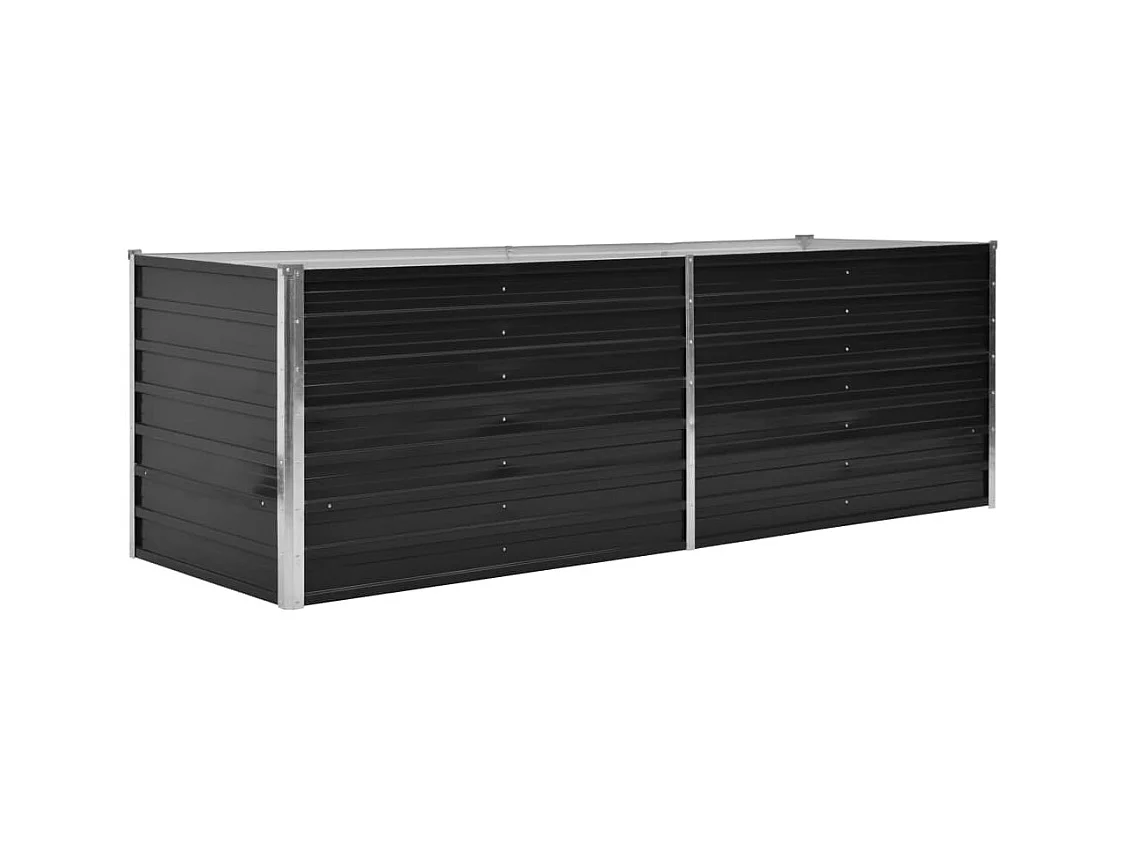 Macetero elevado plantas flores jardín 240 x 80 x 77 cm antracita acero galvanizado 02_0001144