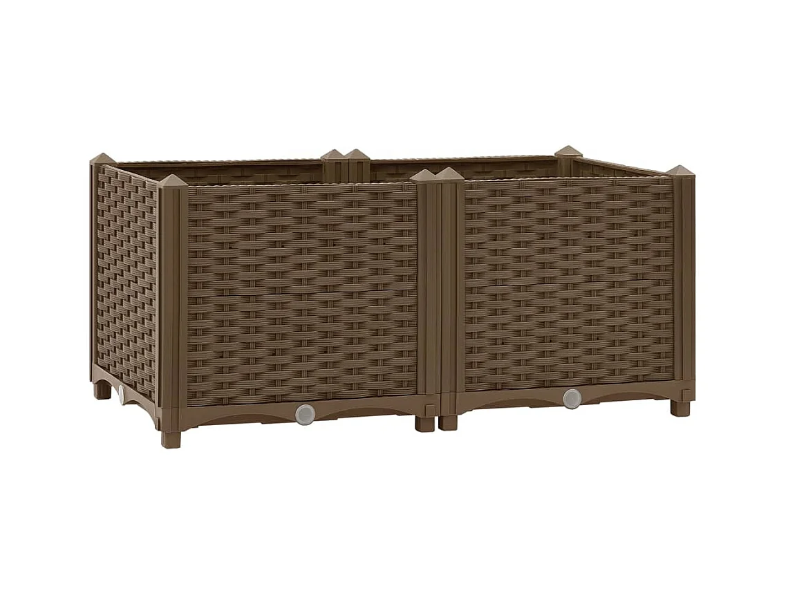 Macetero elevado plantas flores jardín 80 x 40 x 38 cm polipropileno marrón 02_0000946