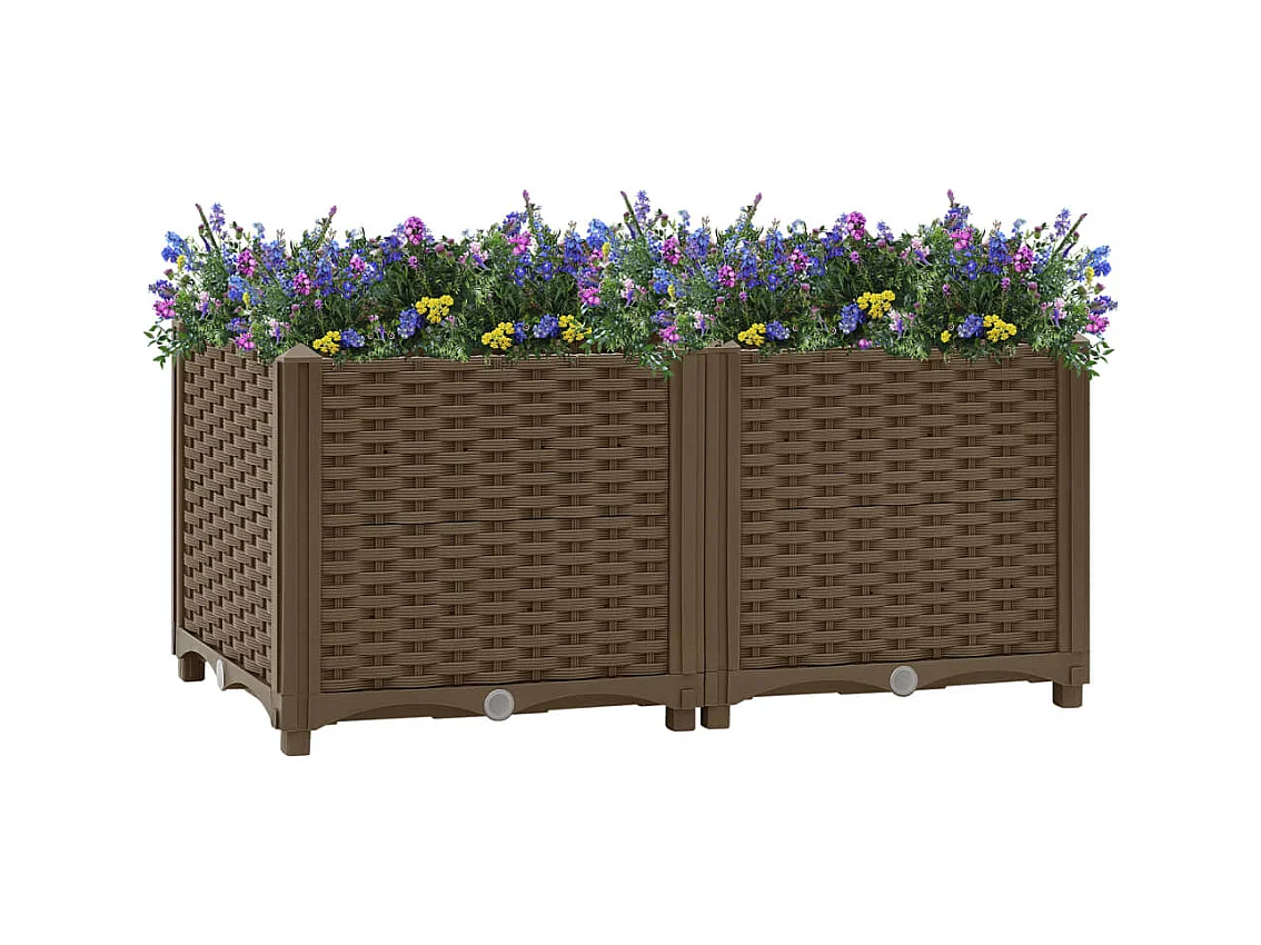 Macetero elevado plantas flores jardín 80 x 40 x 38 cm polipropileno marrón 02_0000946