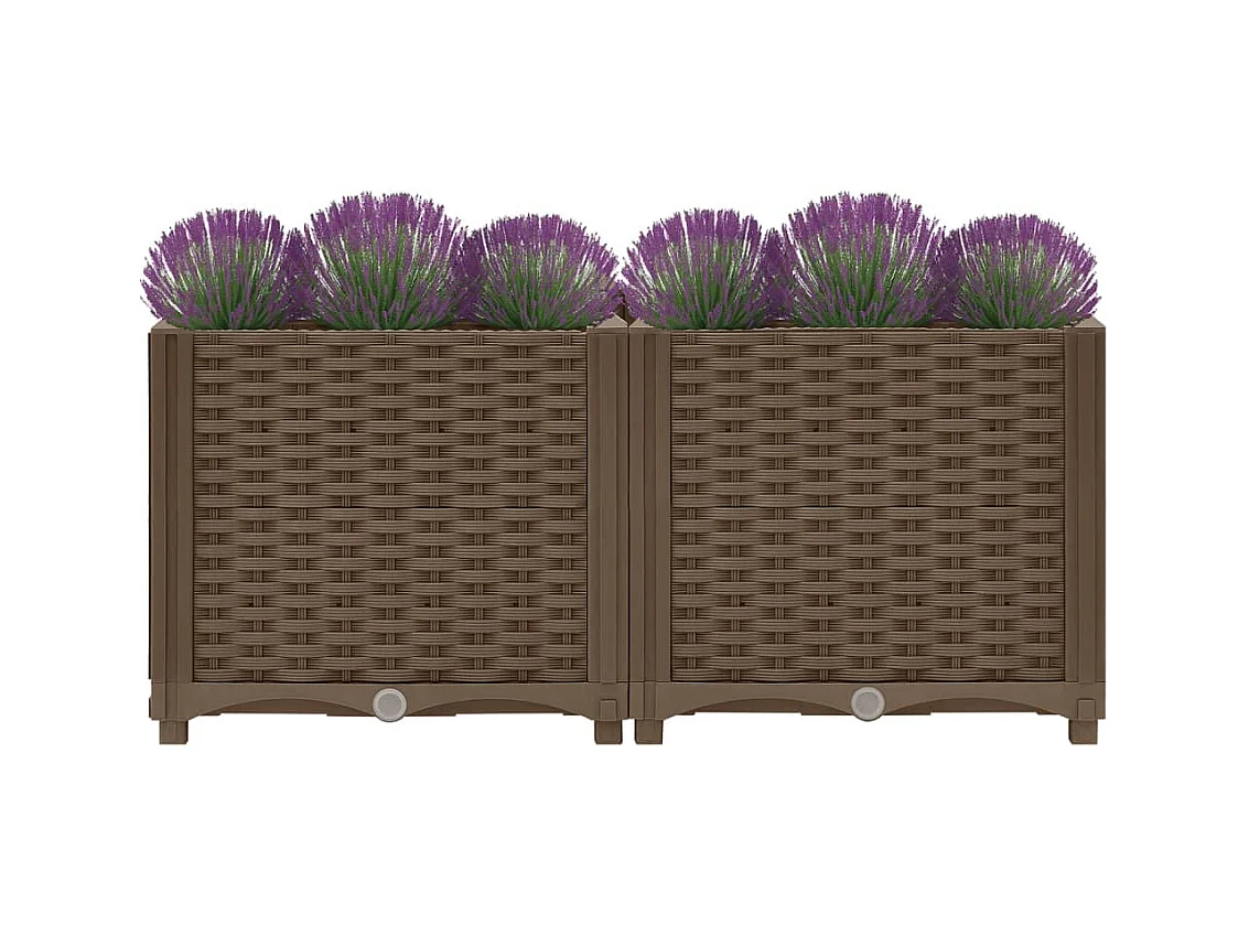 Macetero elevado plantas flores jardín 80 x 40 x 38 cm polipropileno marrón 02_0000946