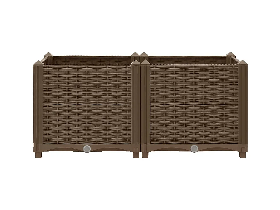 Macetero elevado plantas flores jardín 80 x 40 x 38 cm polipropileno marrón 02_0000946