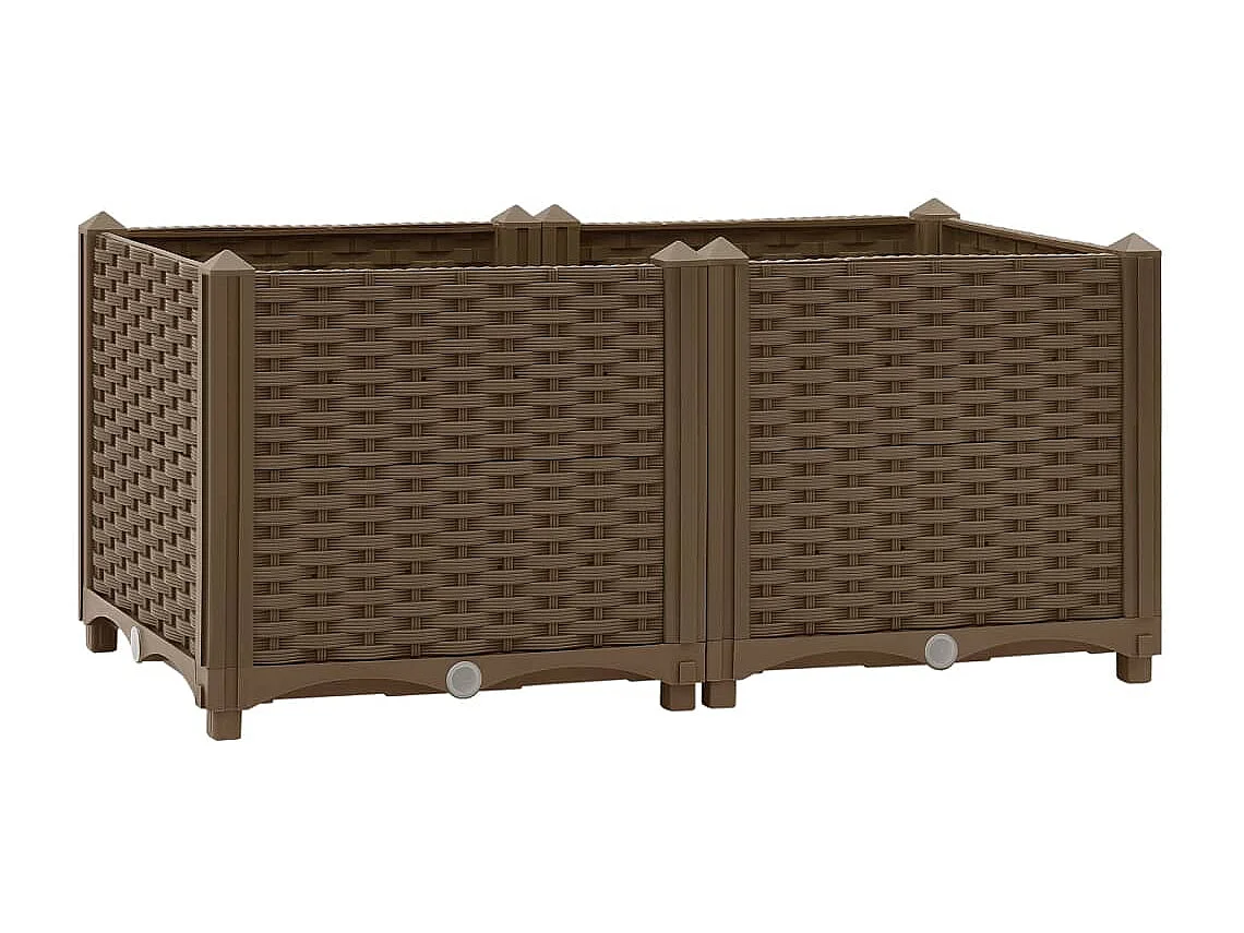 Macetero elevado plantas flores jardín 80 x 40 x 38 cm polipropileno marrón 02_0000946