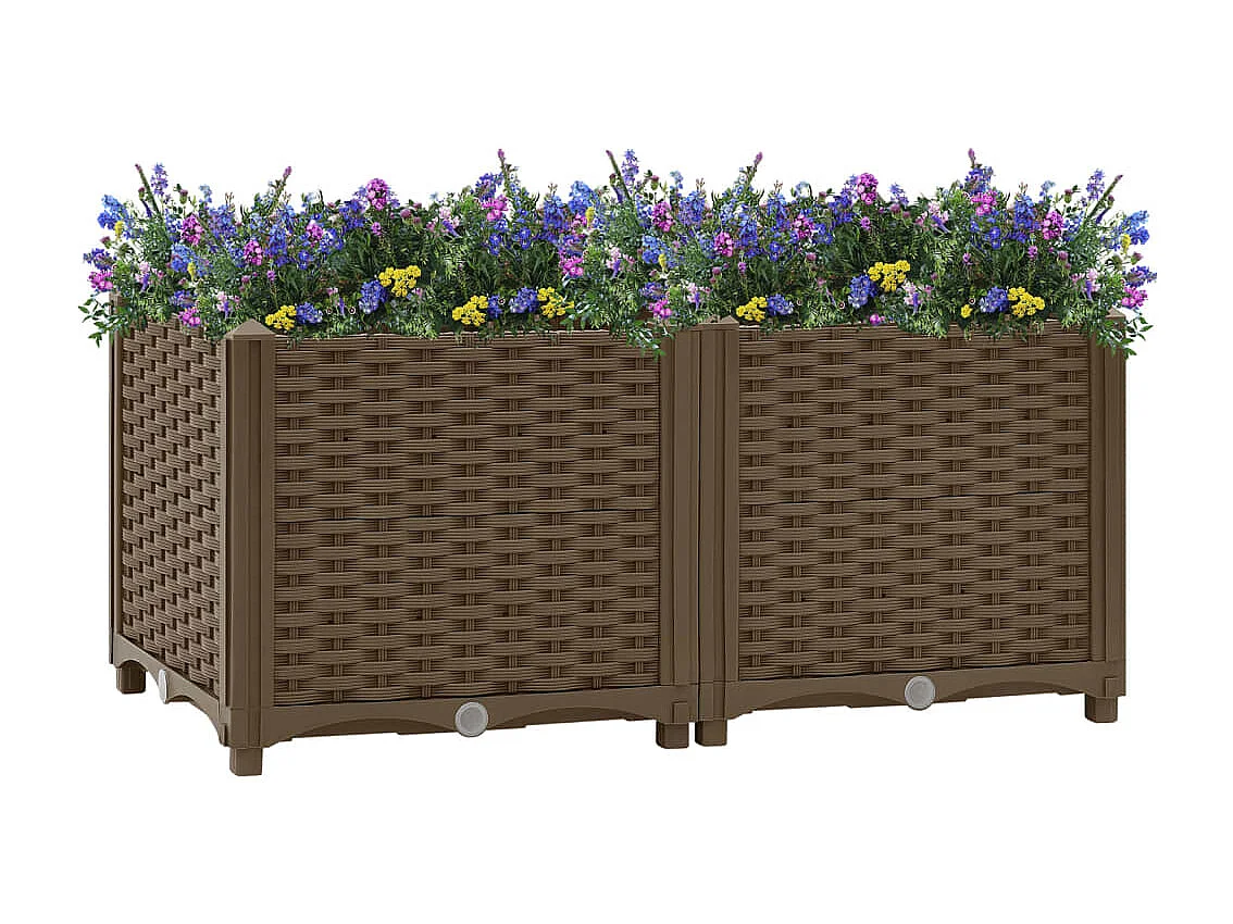 Macetero elevado plantas flores jardín 80 x 40 x 38 cm polipropileno marrón 02_0000946