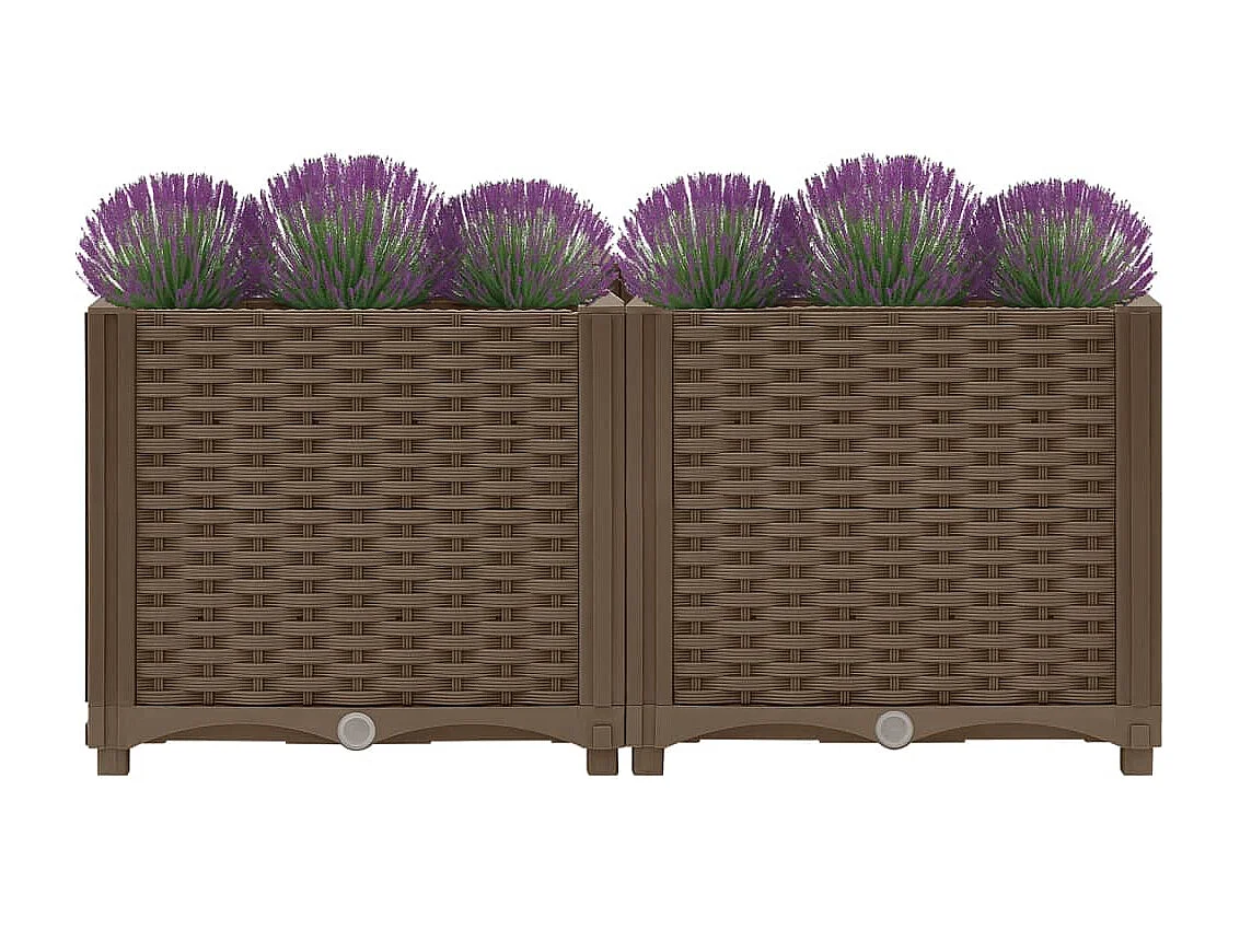 Macetero elevado plantas flores jardín 80 x 40 x 38 cm polipropileno marrón 02_0000946