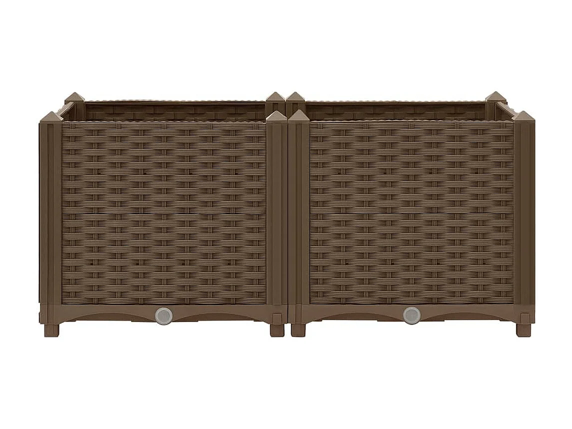 Macetero elevado plantas flores jardín 80 x 40 x 38 cm polipropileno marrón 02_0000946