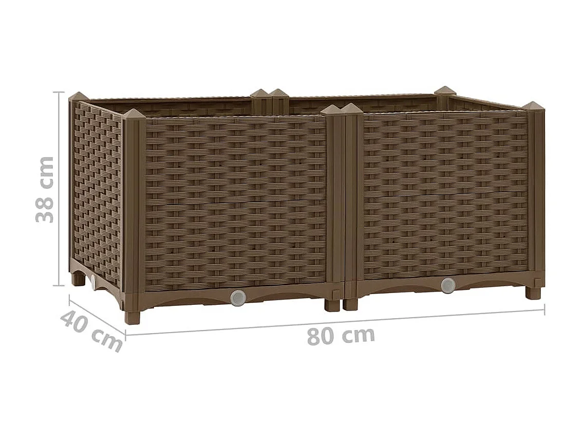 Macetero elevado plantas flores jardín 80 x 40 x 38 cm polipropileno marrón 02_0000946