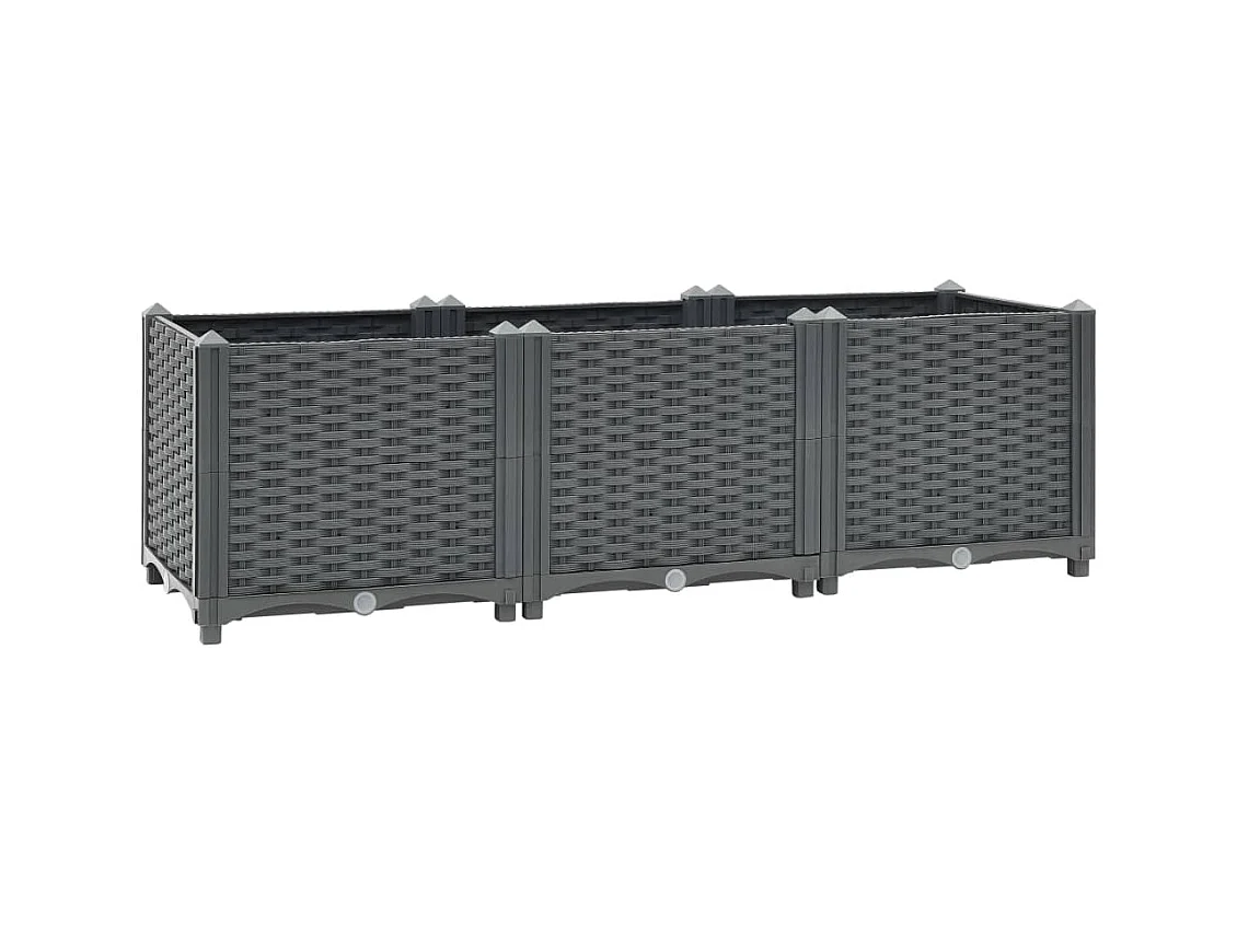 Jardinera arriate elevado plantas flores jardín 120 x 40 x 38 cm polipropileno gris oscuro 02_0000905