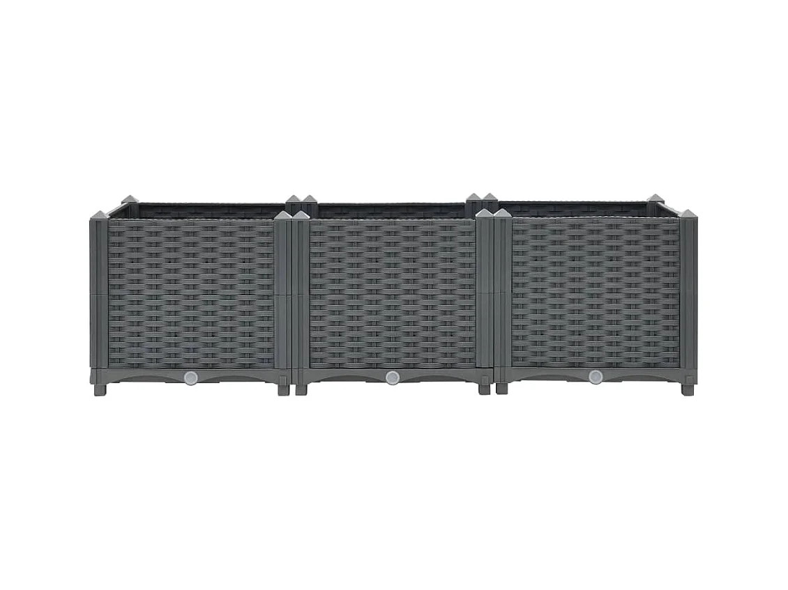 Jardinera arriate elevado plantas flores jardín 120 x 40 x 38 cm polipropileno gris oscuro 02_0000905
