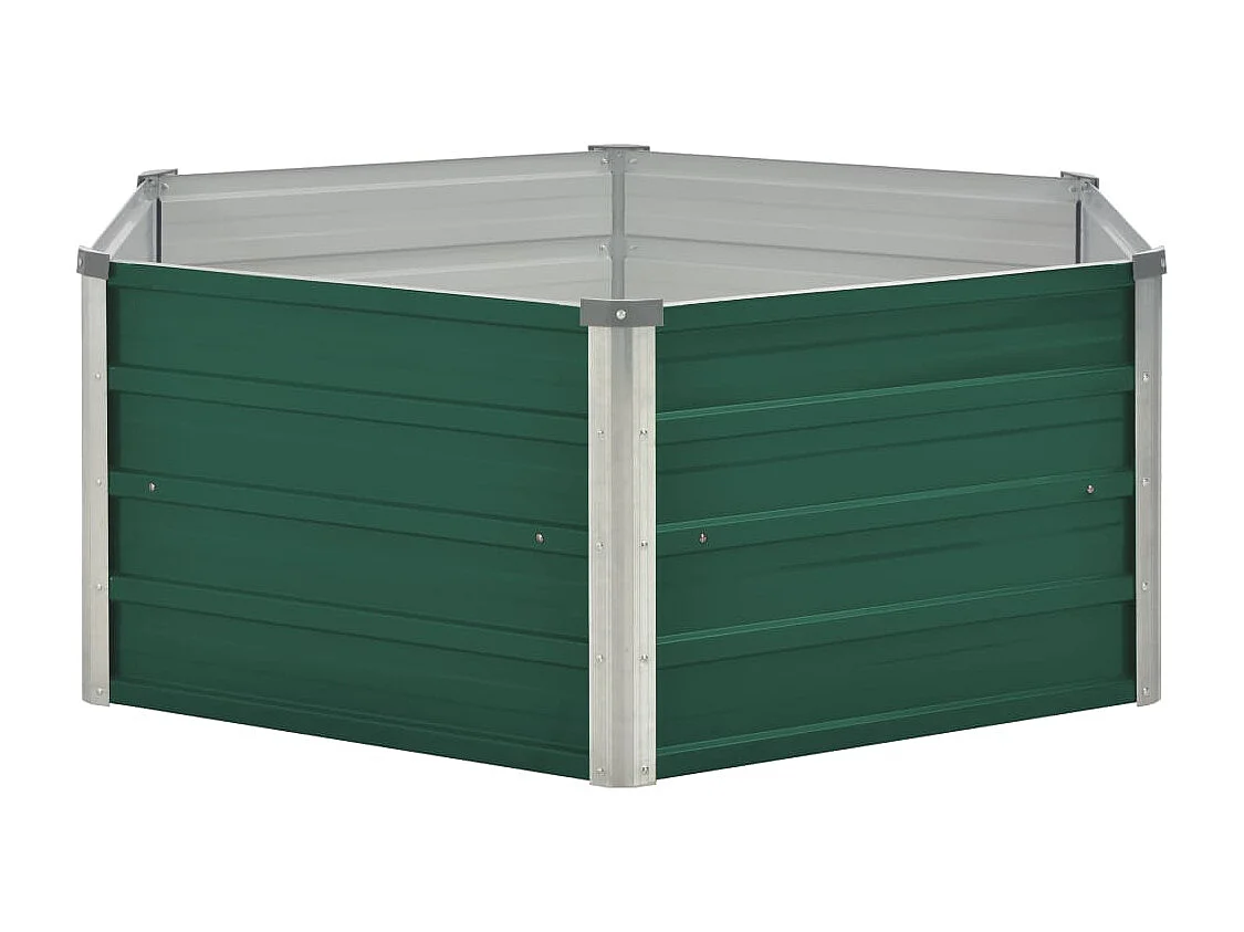 Fioriera aiuola rialzata piante fiori giardino 129 x 129 x 46 cm cm verde acciaio zincato 02_0000791