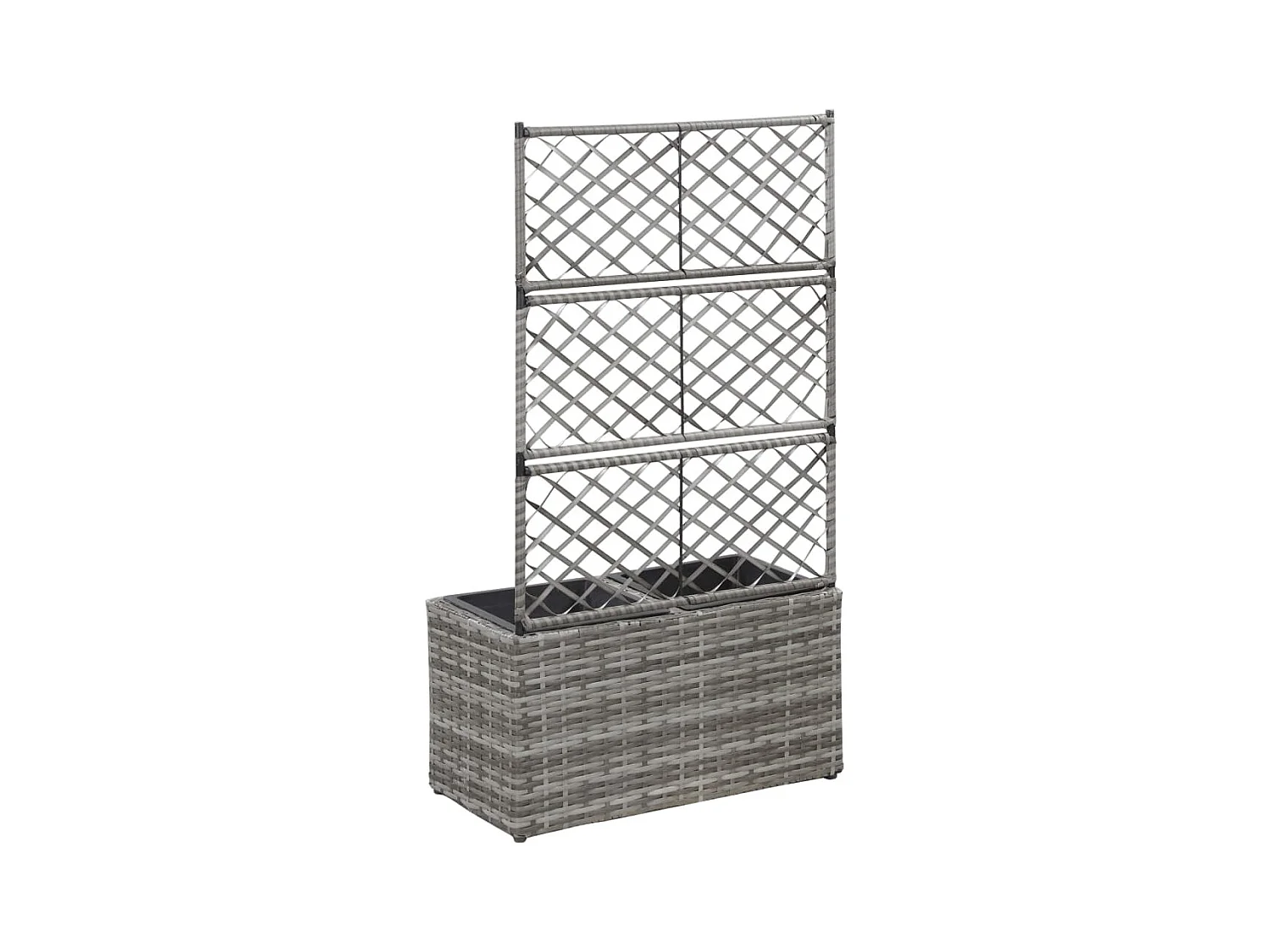 Plantador de cama elevada plantas flores treliça jardim 2 vasos 58 x 30 x 107 cm resina tecida cinza 02_0001259