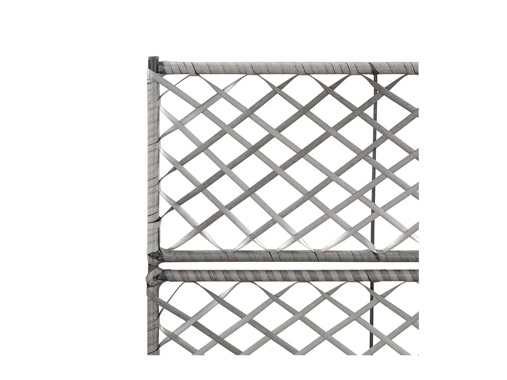 Plantador de cama elevada plantas flores treliça jardim 2 vasos 58 x 30 x 107 cm resina tecida cinza 02_0001259