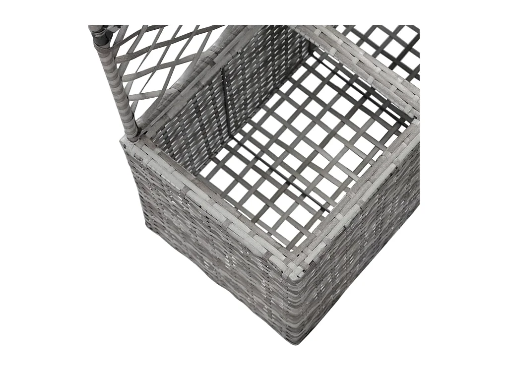 Plantador de cama elevada plantas flores treliça jardim 2 vasos 58 x 30 x 107 cm resina tecida cinza 02_0001259