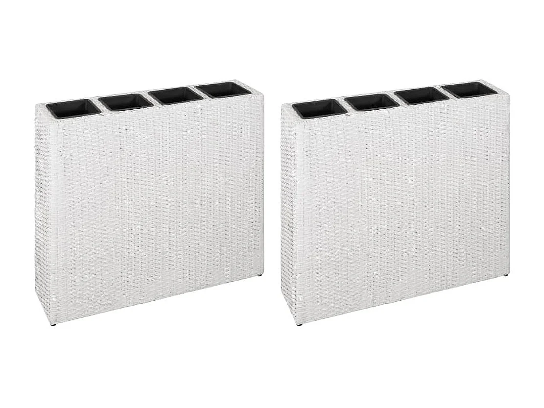 Plantador de canteiro elevado flores jardim e 4 vasos 2 peças resina tecida branca 02_0001360