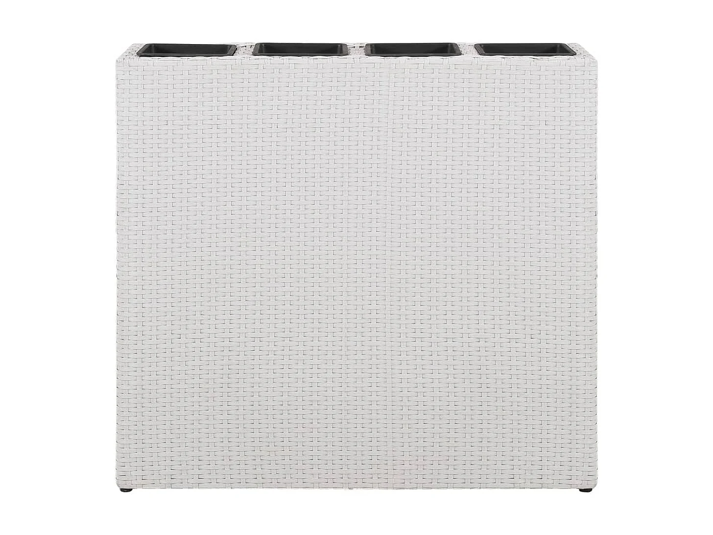 Plantador de canteiro elevado flores jardim e 4 vasos 2 peças resina tecida branca 02_0001360