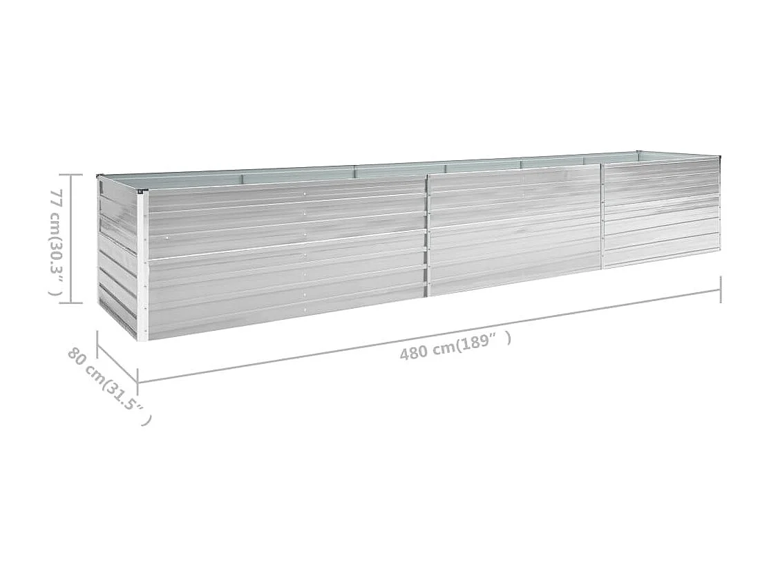Fioriera rialzata piante fiori giardino acciaio zincato 480 x 80 x 77 cm grigio 02_0001127