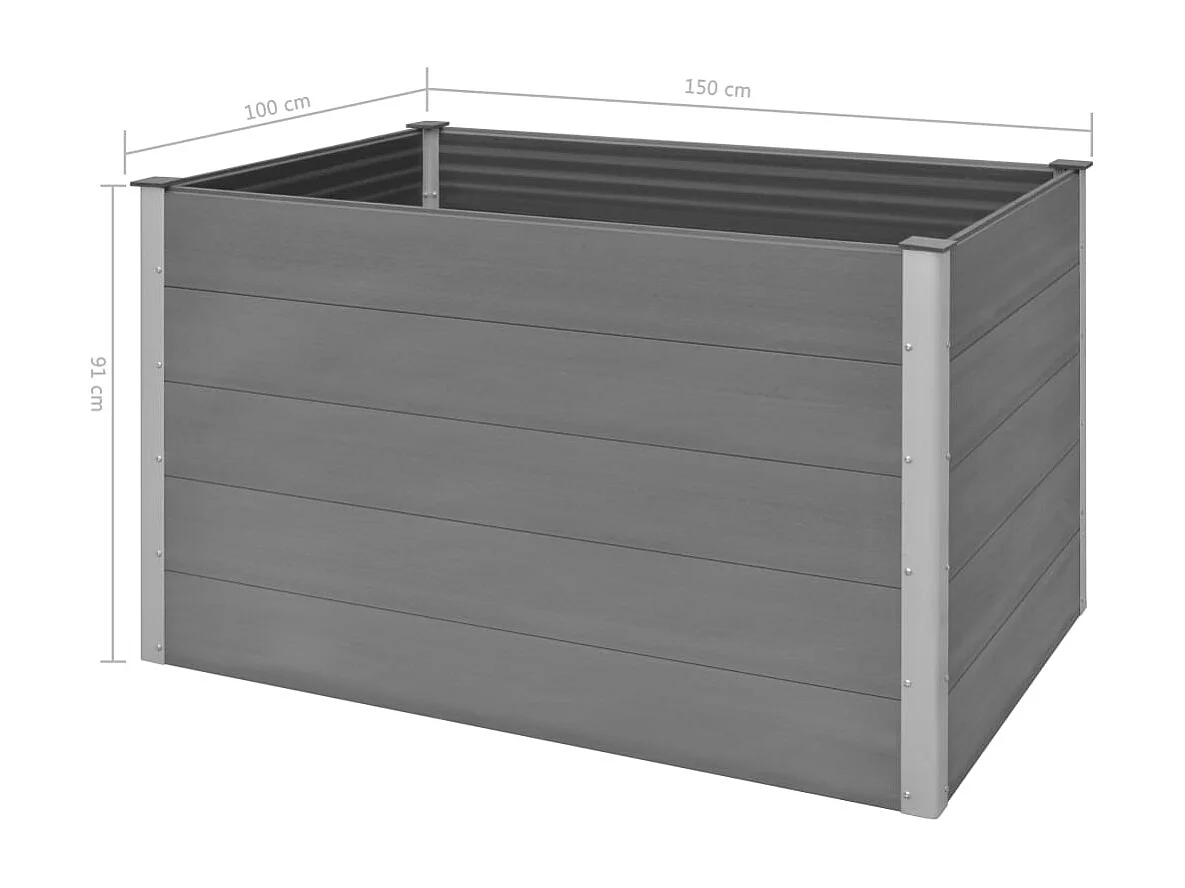Fioriera rialzata piante fiori giardino WPC 150 x 100 x 91 cm grigio 02_0001239