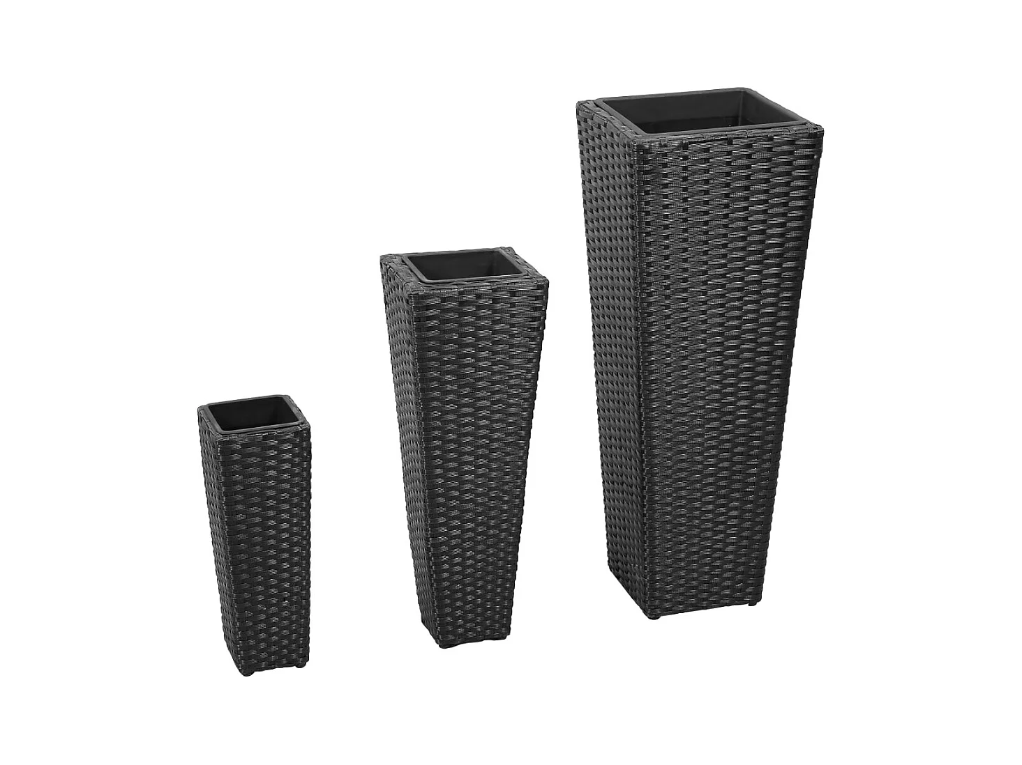 Jardinera arriate elevado plantas flores jardín 3 piezas negro tejido resina 02_0001353