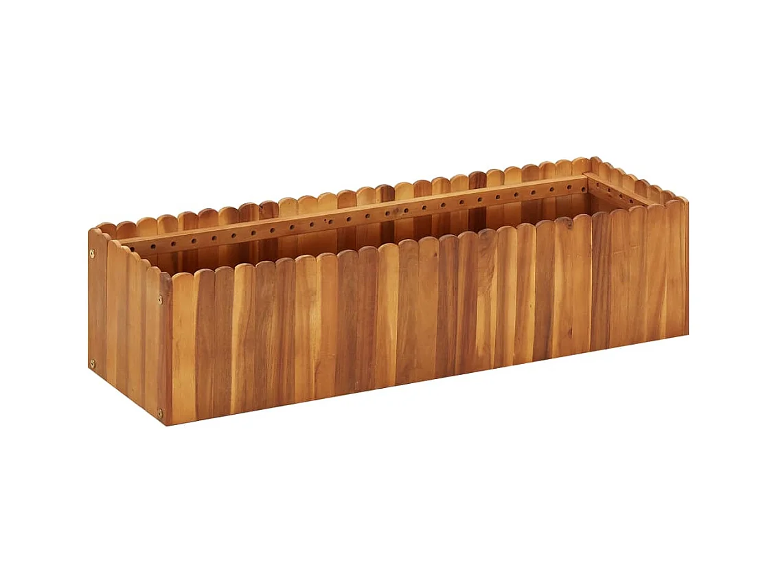 Jardinera arriate elevado plantas flores jardín 100 x 30 x 25 cm madera maciza de acacia 02_0000974