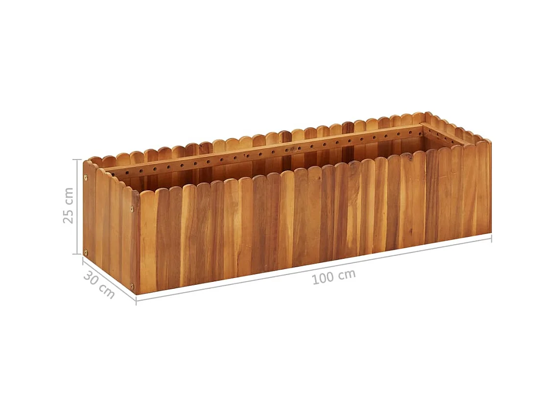 Jardinera arriate elevado plantas flores jardín 100 x 30 x 25 cm madera maciza de acacia 02_0000974