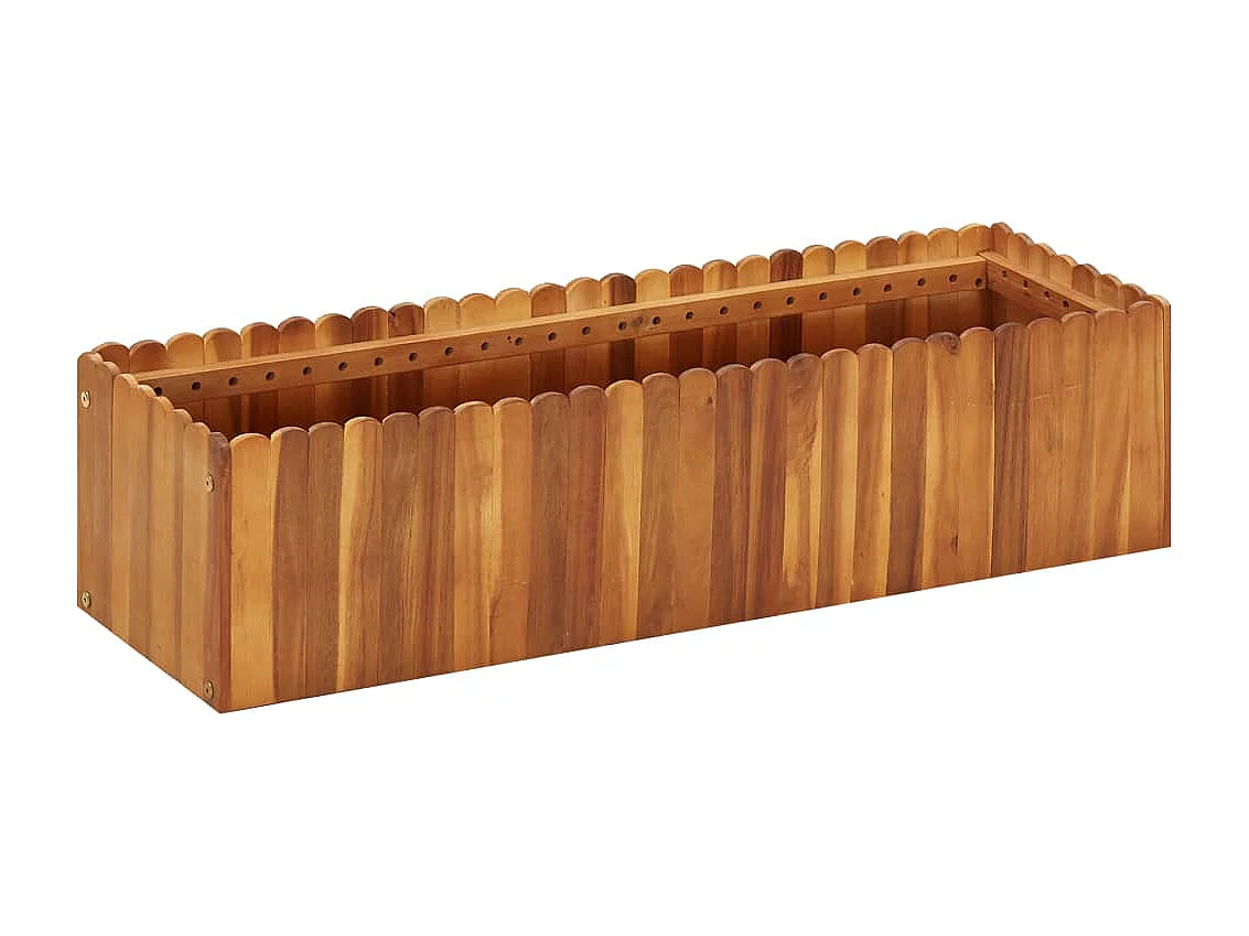 Jardinera arriate elevado plantas flores jardín 100 x 30 x 25 cm madera maciza de acacia 02_0000974