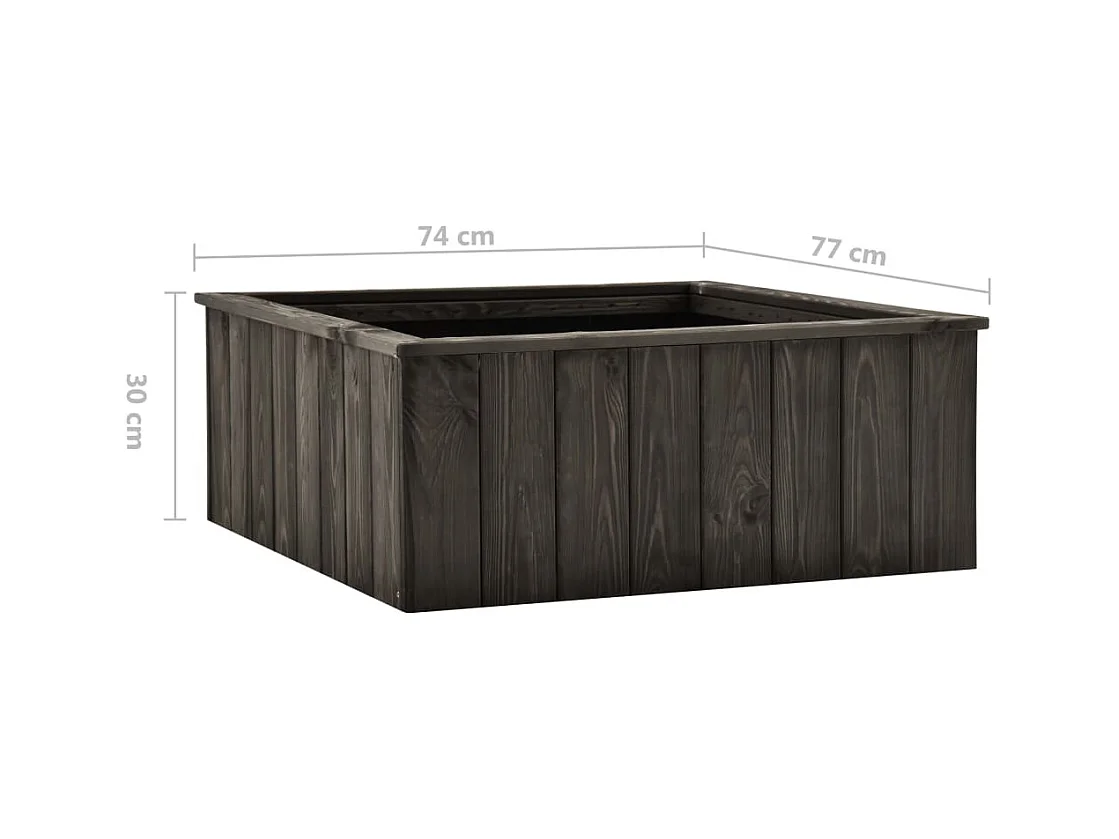 Jardinera arriate elevado plantas flores jardín 74 x 77 x 30 cm madera maciza de pino gris oscuro 02_0001267