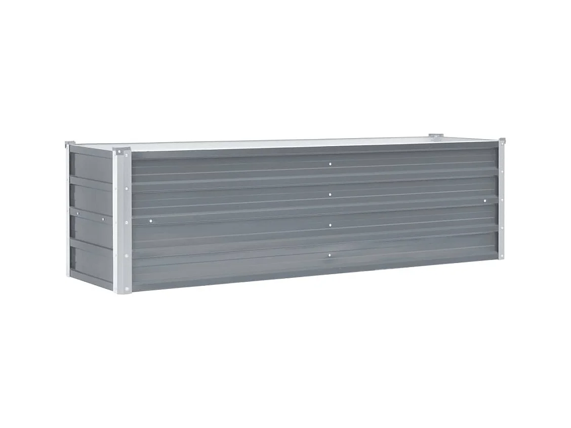 Jardinera elevada plantas flores jardín acero galvanizado 160 x 40 x 45 cm gris 02_0001091