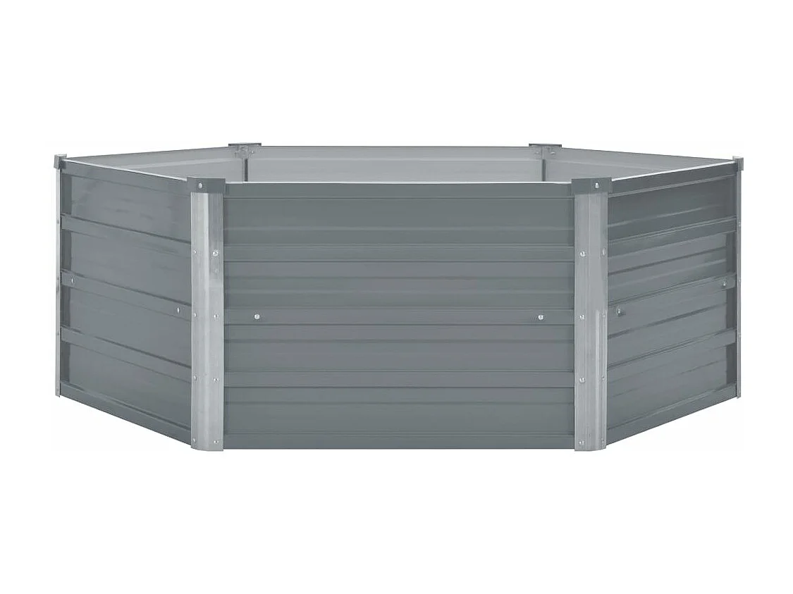 Fioriera aiuola rialzata piante fiori giardino 129 x 129 x 46 cm cm acciaio zincato grigio 02_0000790