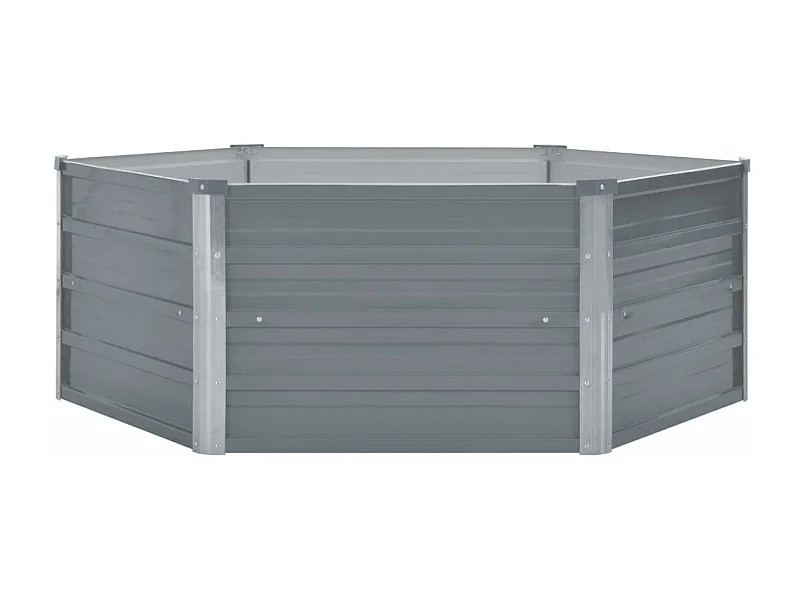 Fioriera aiuola rialzata piante fiori giardino 129 x 129 x 46 cm cm acciaio zincato grigio 02_0000790