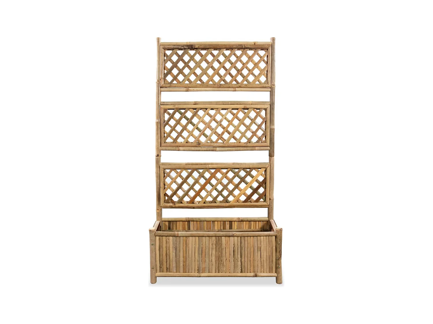 Fioriera da giardino rialzata per piante fiori con traliccio in bambù 70 cm 02_0001166