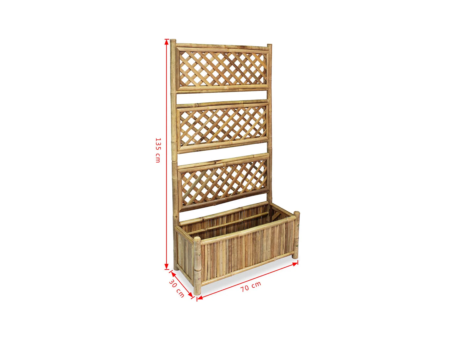 Fioriera da giardino rialzata per piante fiori con traliccio in bambù 70 cm 02_0001166