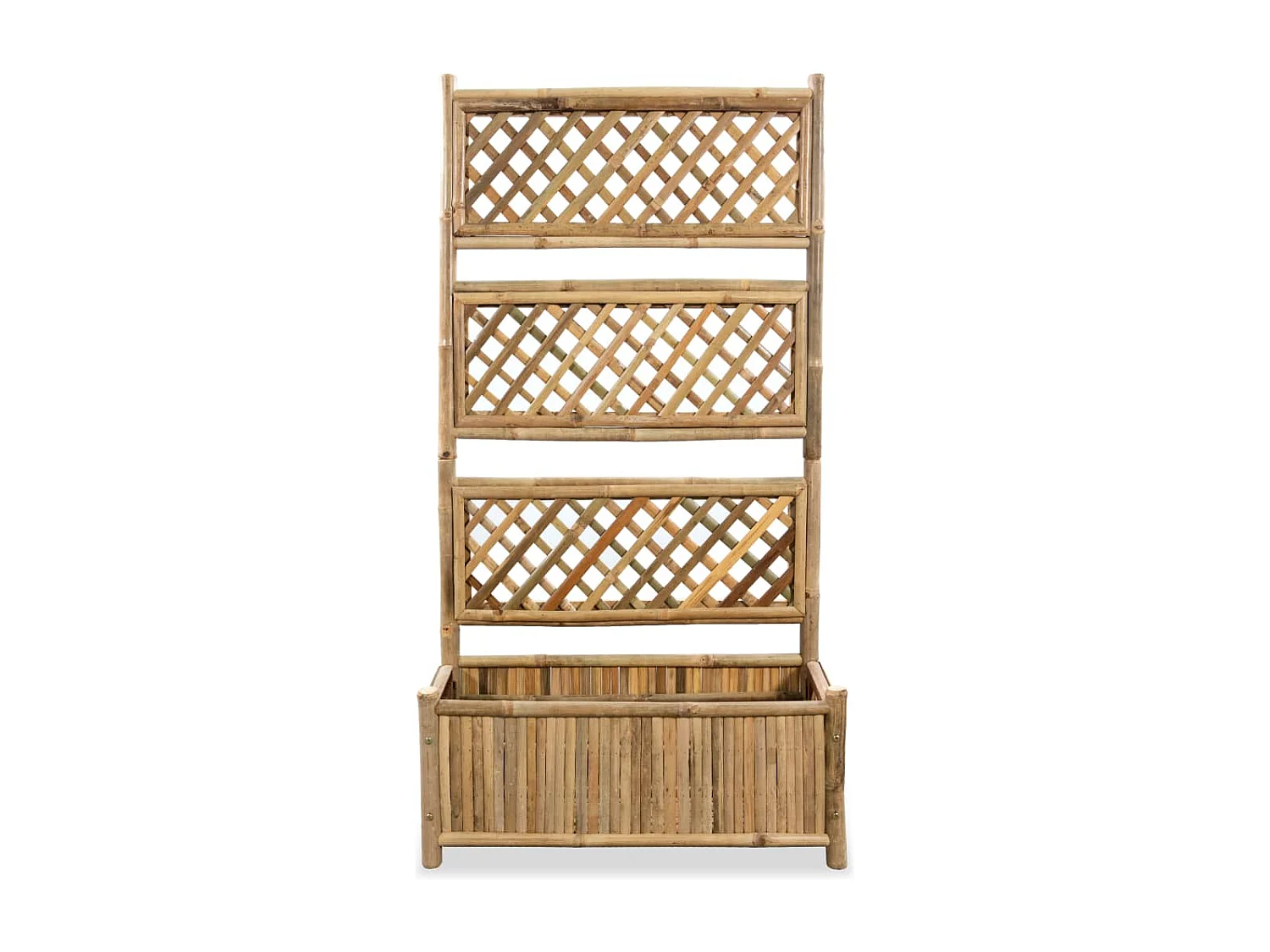 Fioriera da giardino rialzata per piante fiori con traliccio in bambù 70 cm 02_0001166