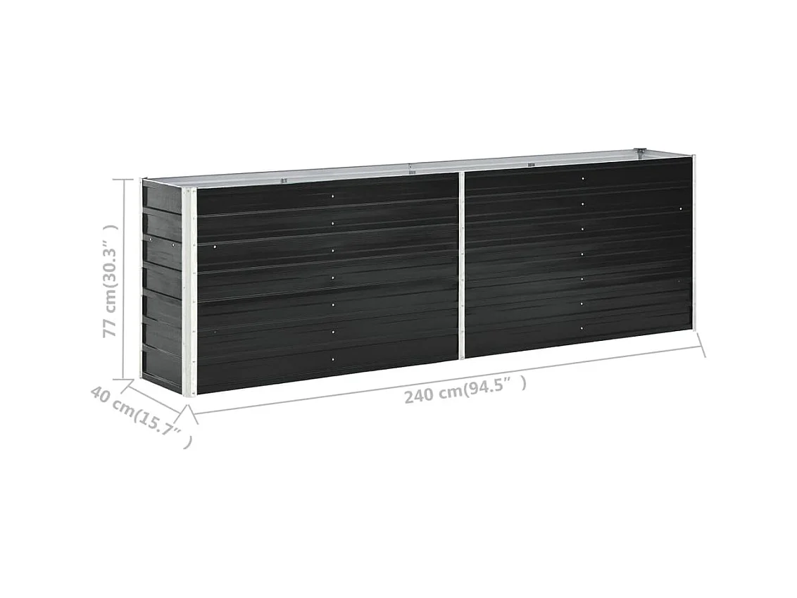 Macetero elevado plantas flores jardín acero galvanizado 240 cm antracita 02_0001099