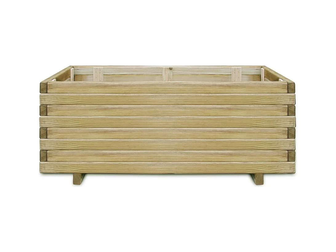 Jardinera arriate elevado plantas flores jardín rectangular 100 x 50 x 40 cm madera 02_0001268