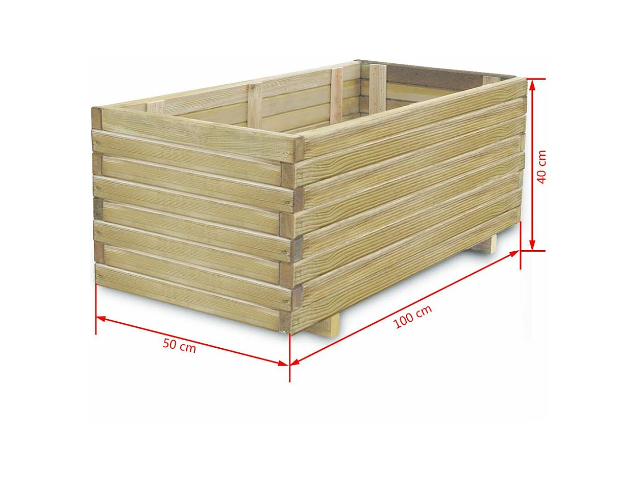 Jardinera arriate elevado plantas flores jardín rectangular 100 x 50 x 40 cm madera 02_0001268