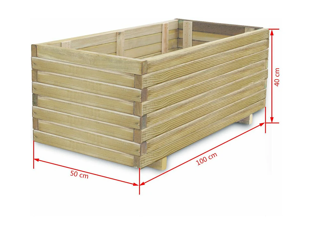 Jardinera arriate elevado plantas flores jardín rectangular 100 x 50 x 40 cm madera 02_0001268