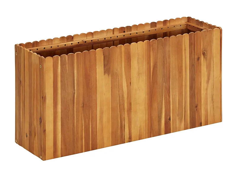 Fioriera rialzata per piante e fiori giardino 100 x 30 x 50 cm legno massello di acacia 02_0000975