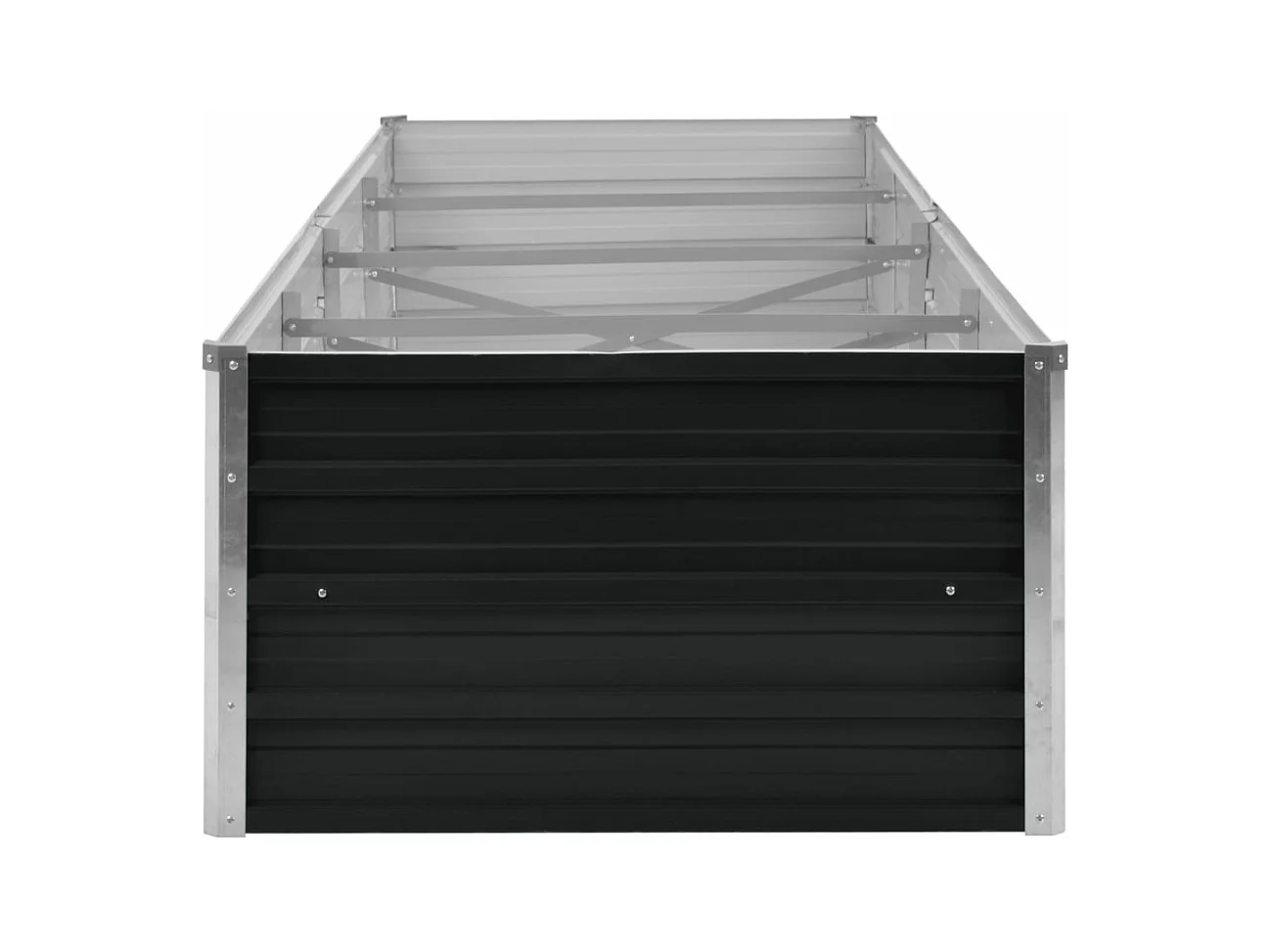 Macetero elevado plantas flores jardín 320 x 80 x 45 cm antracita acero galvanizado 02_0001145