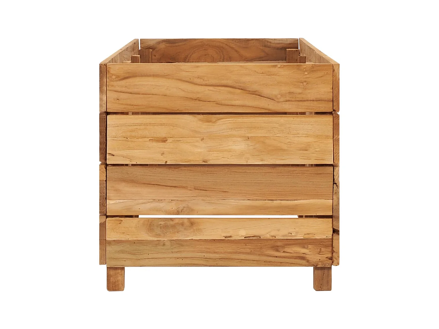 Jardinera arriate elevado plantas flores jardín 150 x 40 x 38 cm madera de teca reciclada y acero 02_0000912