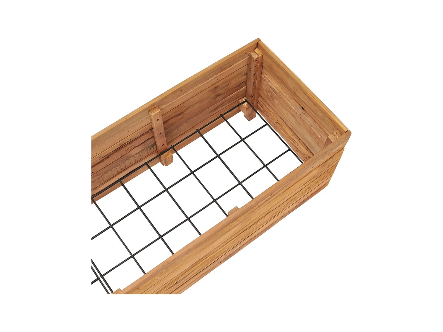 Jardinera arriate elevado plantas flores jardín 150 x 40 x 38 cm madera de teca reciclada y acero 02_0000912