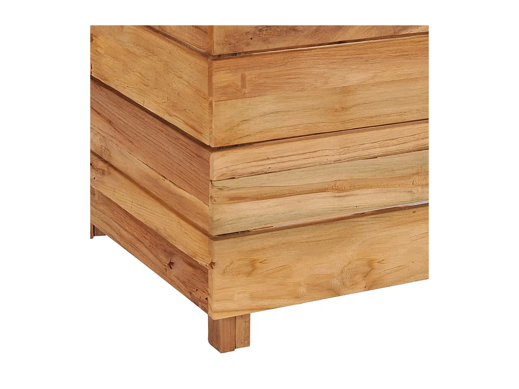 Jardinera arriate elevado plantas flores jardín 150 x 40 x 38 cm madera de teca reciclada y acero 02_0000912