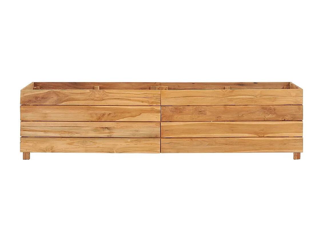 Fioriera aiuola rialzata piante fiori giardino 150 x 40 x 38 cm legno di teak riciclato e acciaio 02_0000912