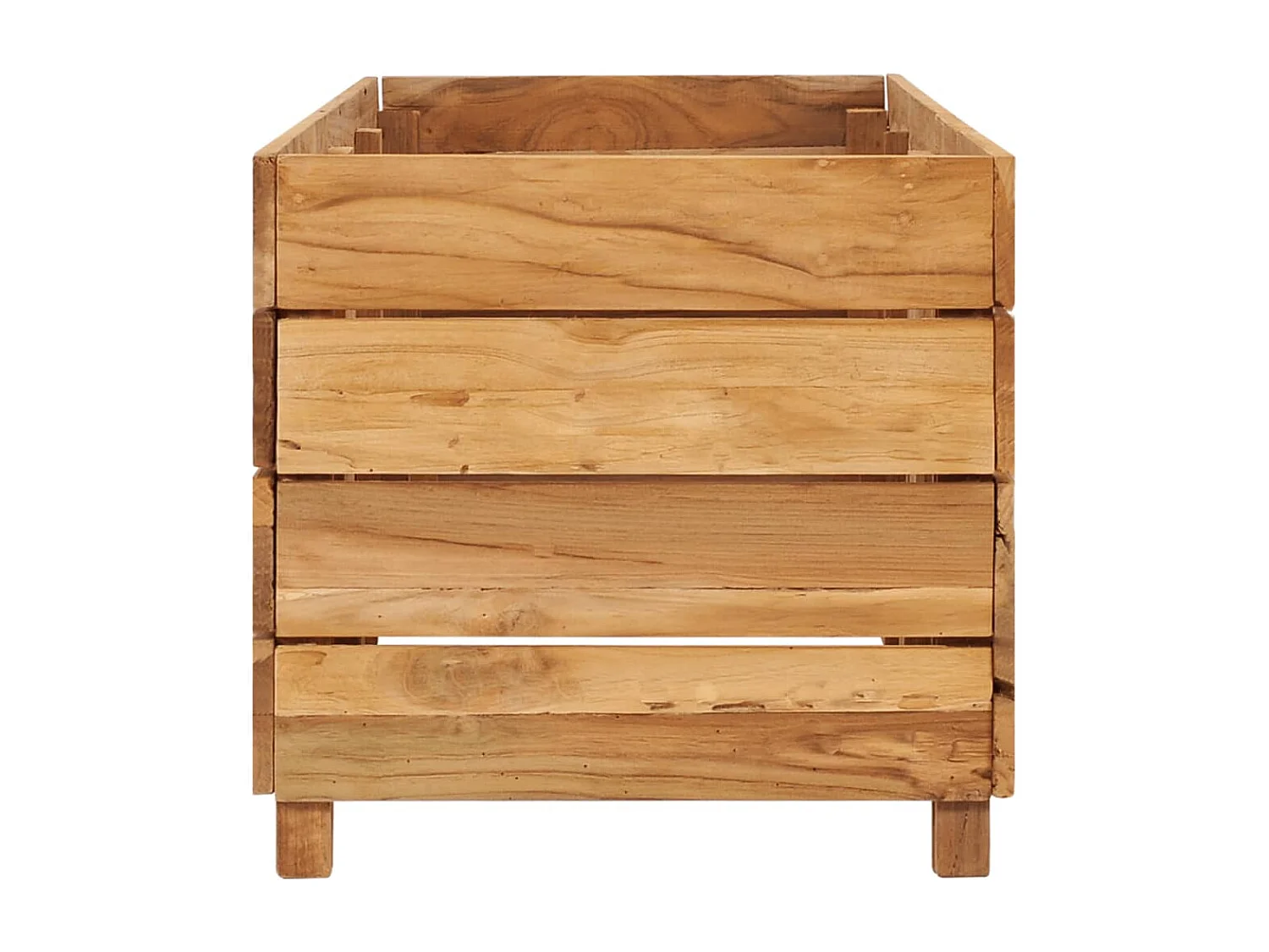 Fioriera aiuola rialzata piante fiori giardino 150 x 40 x 38 cm legno di teak riciclato e acciaio 02_0000912