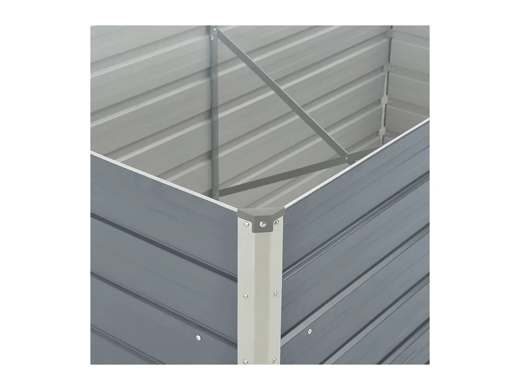 Macetero elevado plantas flores jardín 160 x 80 x 77 cm acero galvanizado gris 02_0000797