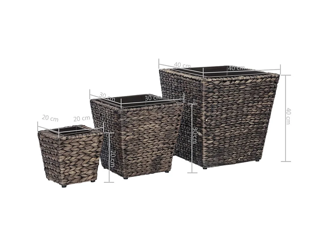 Fioriera rialzata piante fiori giardino 3 pz Giacinto d'acqua marrone 02_0001341