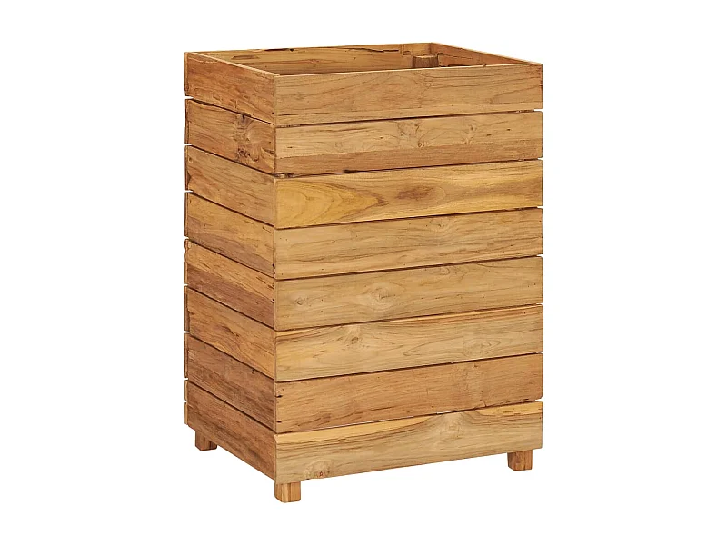 Fioriera aiuola rialzata piante fiori giardino 50 x 40 x 72 cm legno di teak riciclato e acciaio 02_0000939