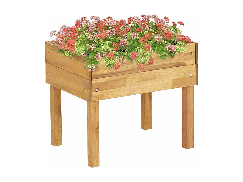 Fioriera rialzata 50 x 40 x 45 cm giardino piante fiori legno massello di acacia 02_0000849