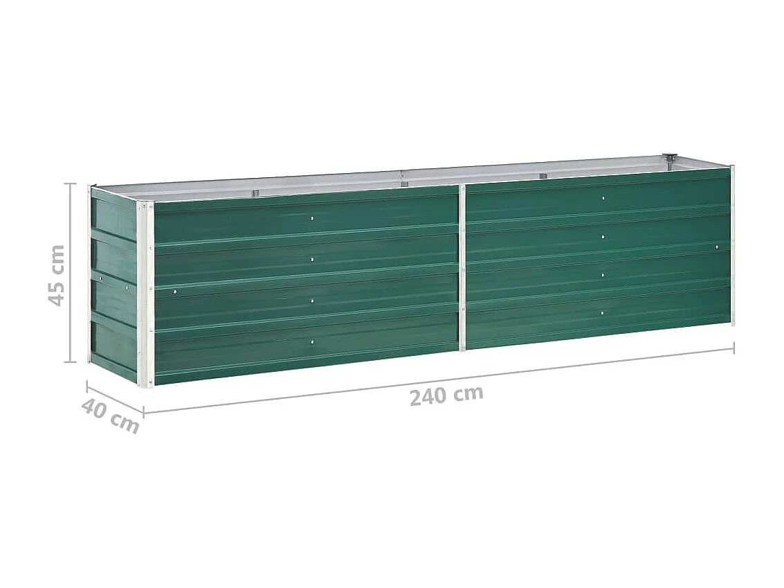 Macetero elevado plantas flores jardín jardín acero galvanizado 240 x 40 x 45 cm verde 02_0001098