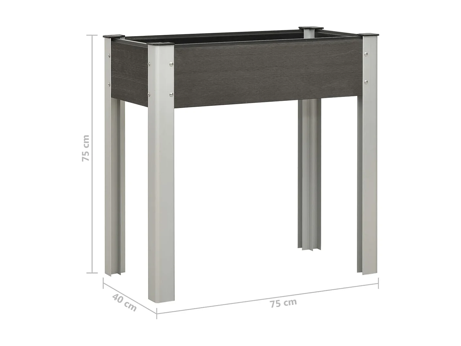 Macetero elevado plantas flores jardín 75 x 40 x 75 cm WPC gris 02_0001073