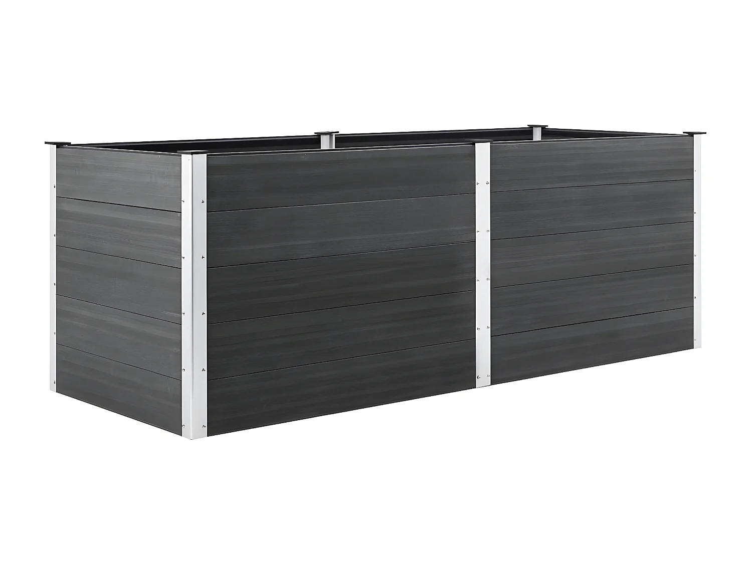 Plantador de canteiro elevado plantas flores jardim 250 x 50 x 91 cm WPC cinza 02_0001027